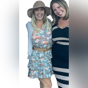 One shoulder ruffle floral dress